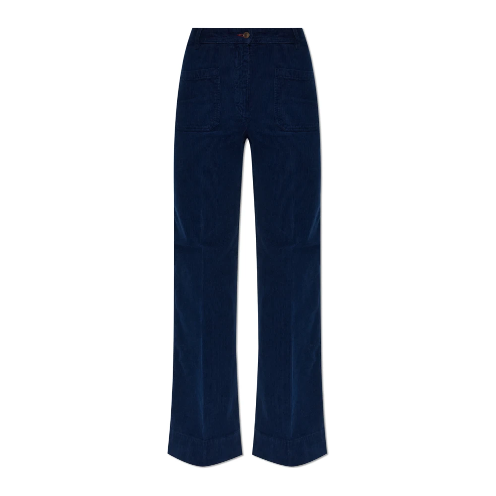 Victoria Beckham Women's Blue Corduroy Trousers - Wide Trousers - W26 - Trousers