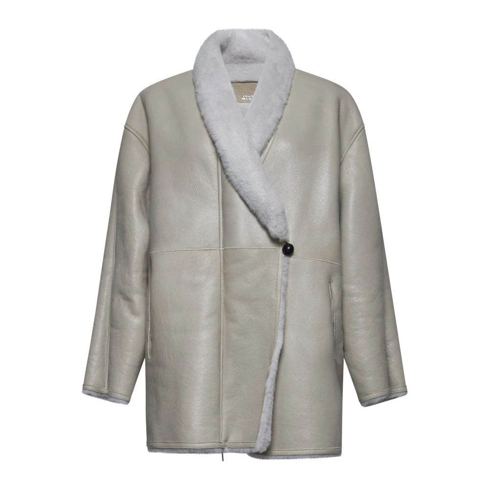 Isabel marant Omkeerbare Shearling Jas met Shawl Revers White Dames