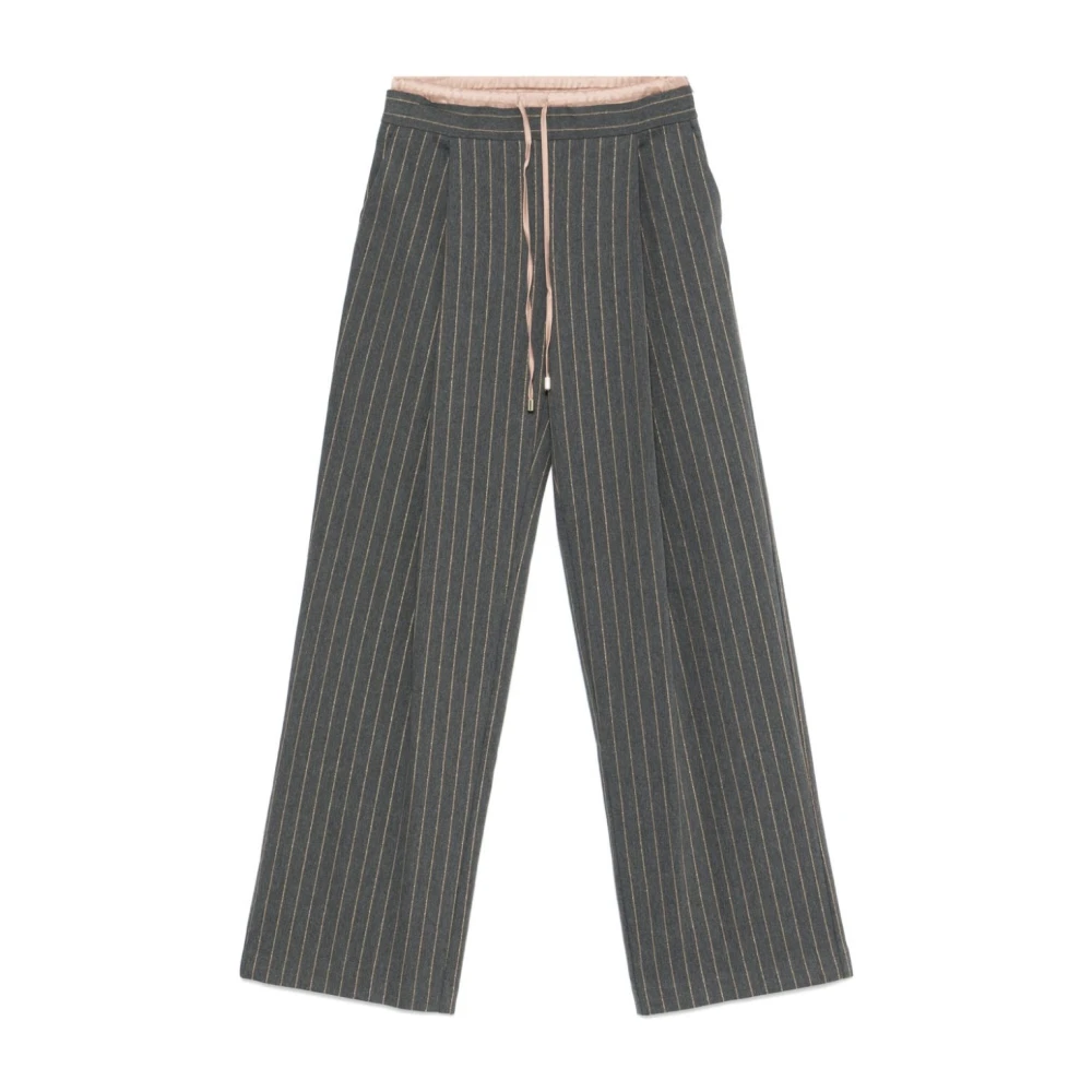 Ermanno Scervino Gestreepte Broek Antraciet Kameel Gray Dames