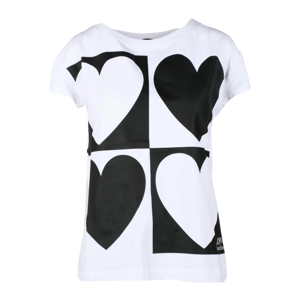Love Moschino Katoen Elastaan T-shirt White Dames
