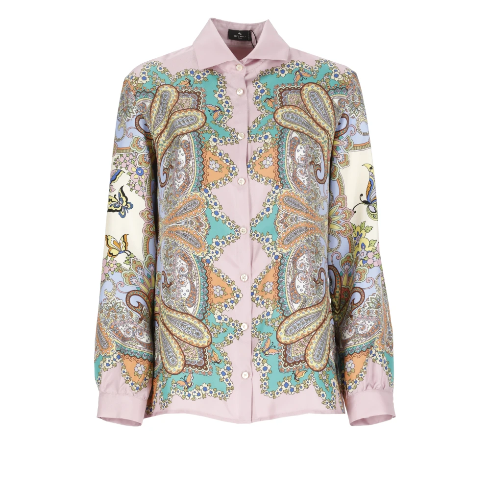 ETRO Multicolor Paisley Zijden Overhemd met Kraag Multicolor Dames