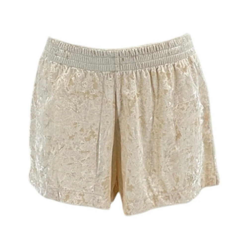 MC2 Saint Barth Ivory Velvet Shorts Regular Fit Beige Dames