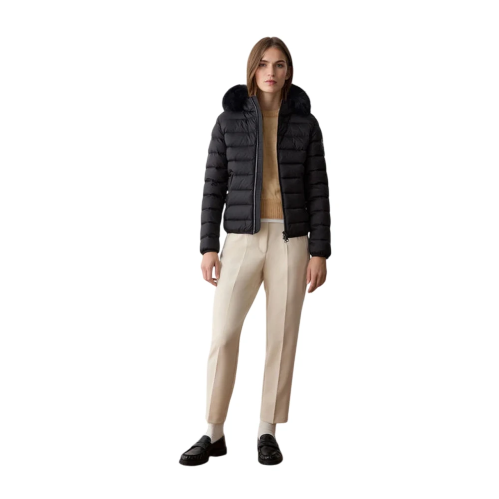 Colmar Zwarte Winterjas met Bontcapuchon Black Dames