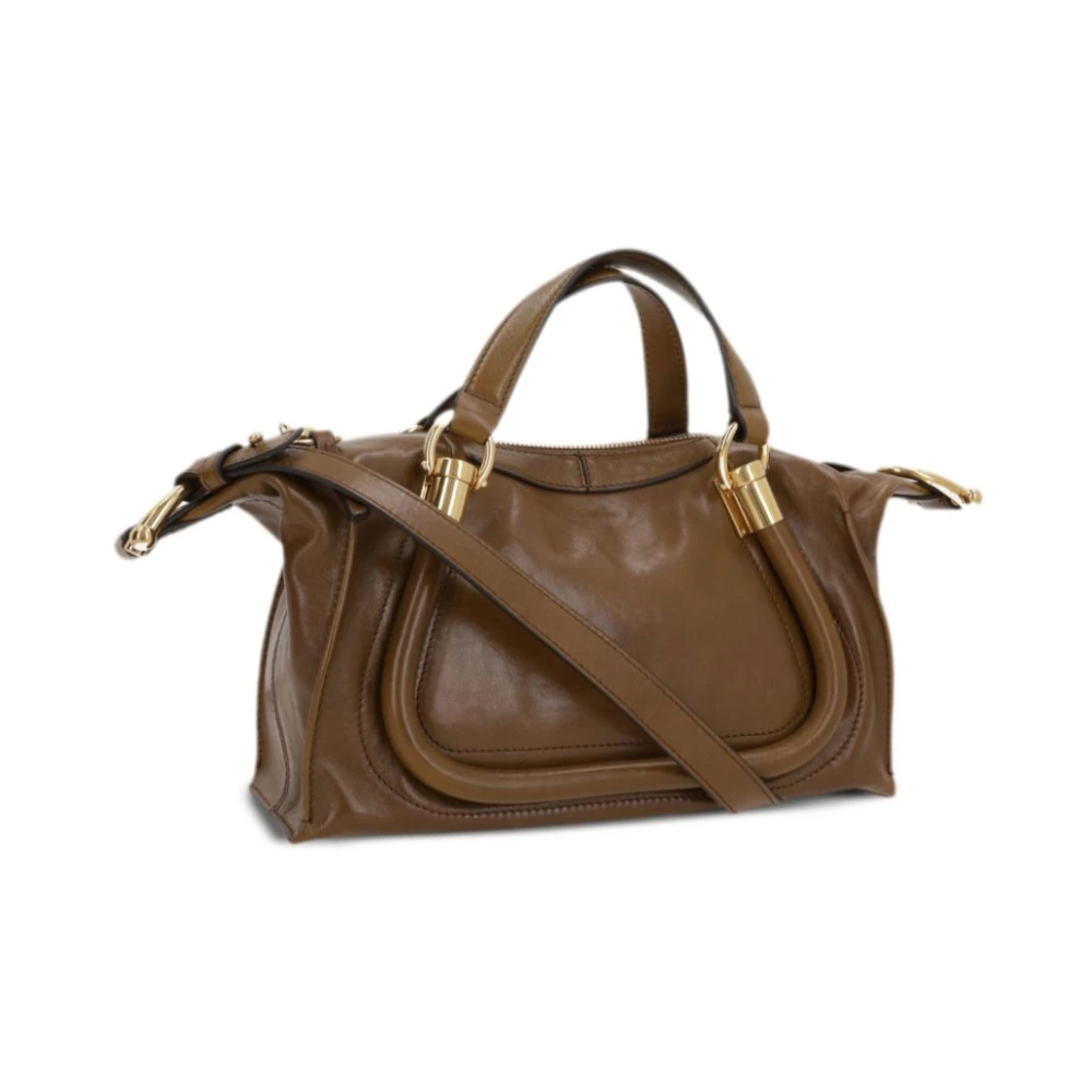 Chloé Bronze Dubbele Handvat Paraty Tas Brown Dames