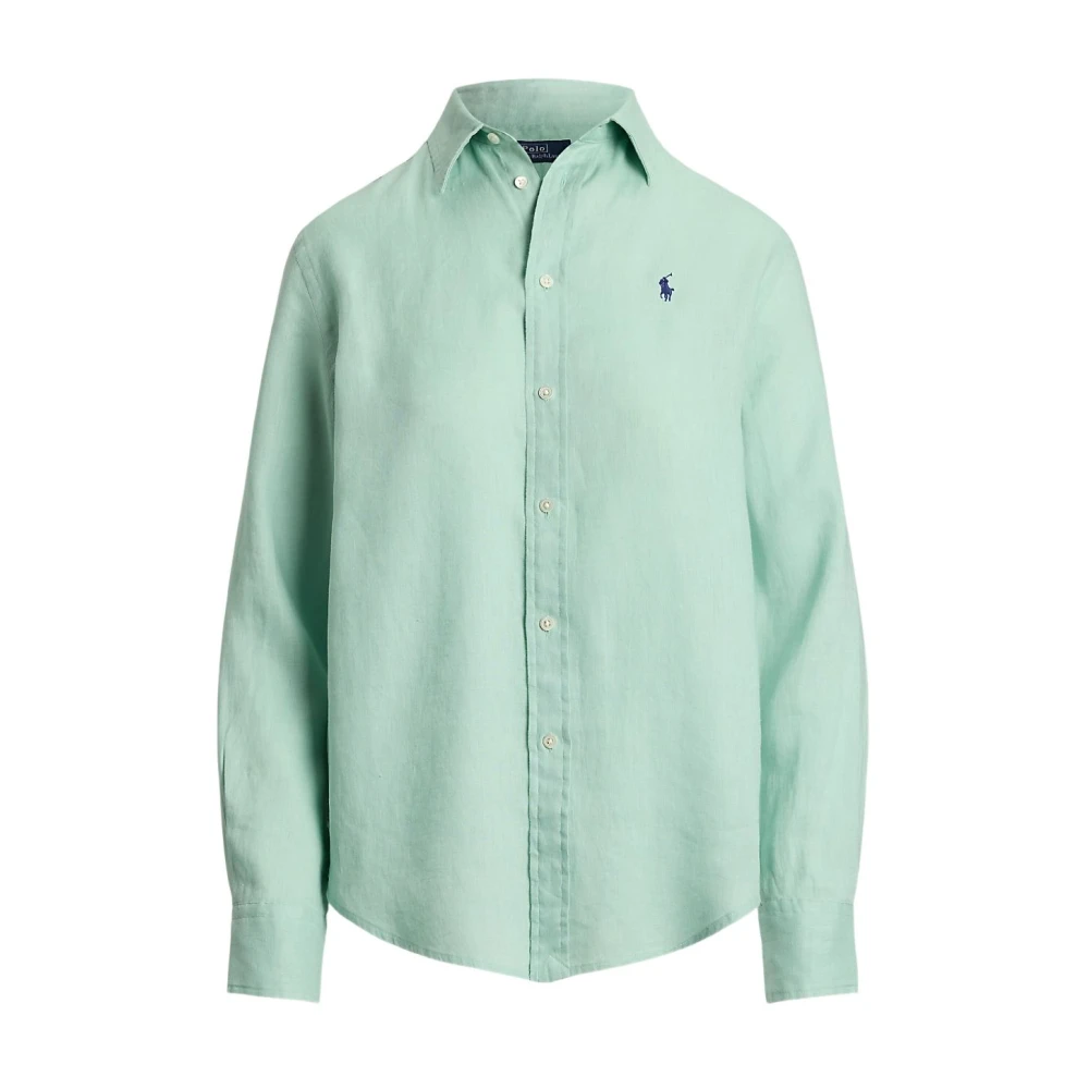 Polo Ralph Lauren Women's Green Long Sleeve Linen Shirt