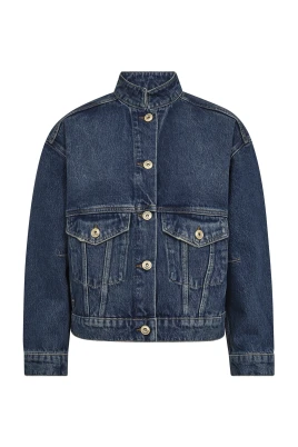 Blå Denimjacka med Dekorativa Sömmar