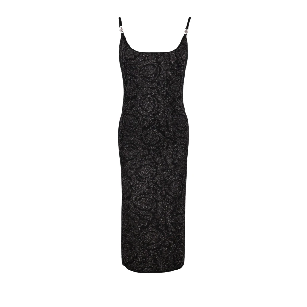 Versace Barocco lurex jurk met Medusa details Black Dames