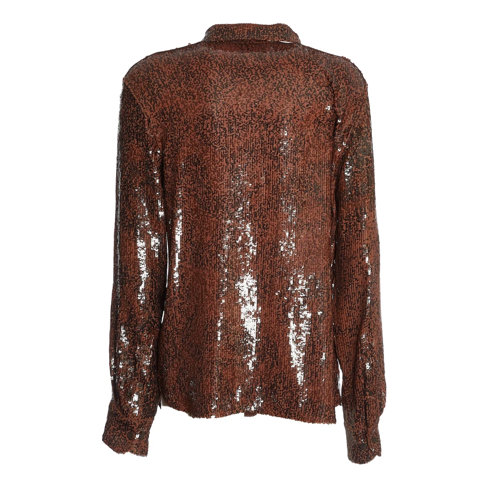 Dries Van Noten Paillet Cacao Shirt Aw24 Brown Dames