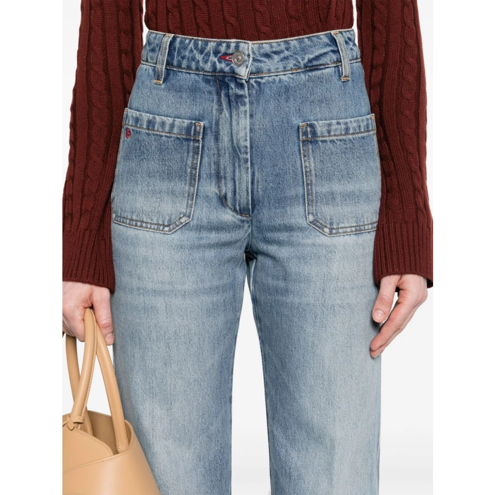 Victoria Beckham Blauwe Denim Wide Leg Jeans Blue Dames
