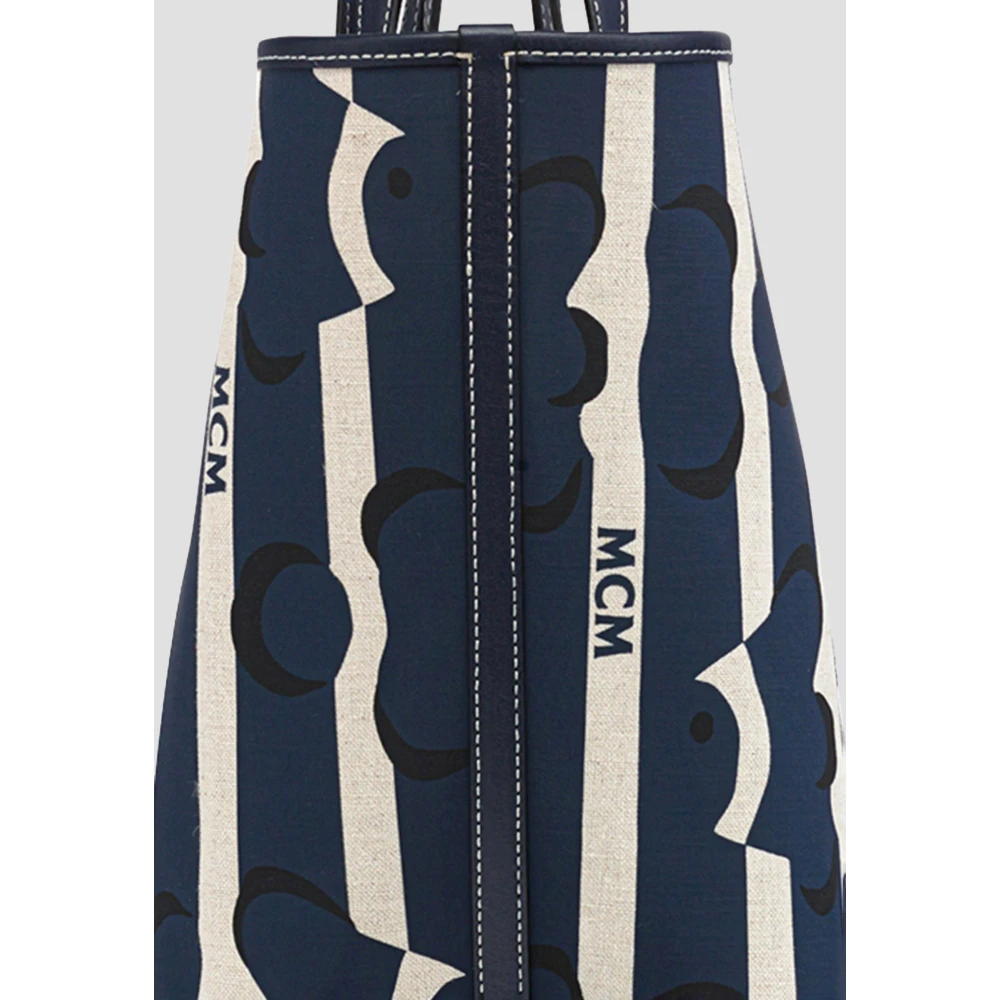 MCM Aren Shopper in Beach Club Canvas Blue Dames