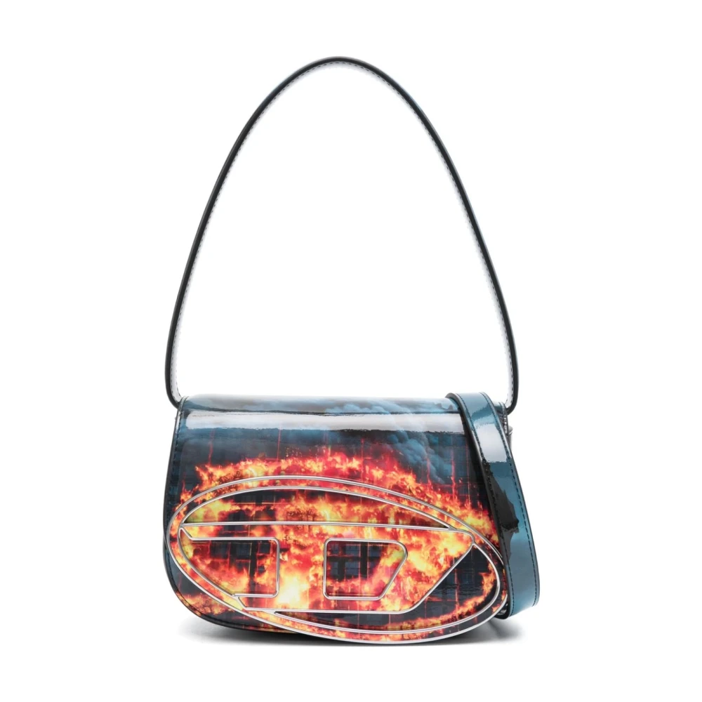 Diesel 1DR Iconic shoulder bag with fire print Multicolor Dames