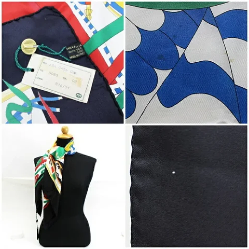 Gucci Vintage Tweedehands Multicolor Zijden Sjaal Multicolor Dames