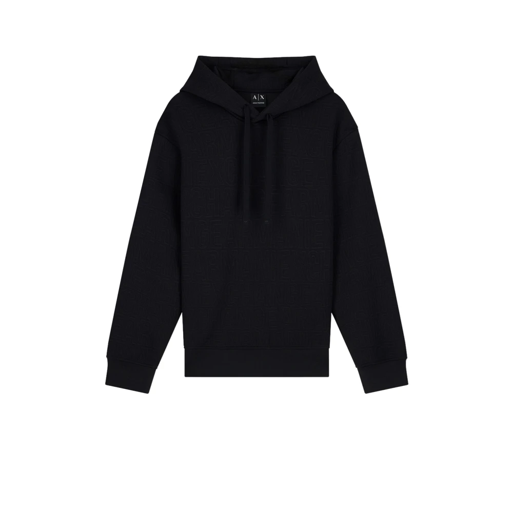 Armani Exchange Men's Black Brand Pattern Pullover Hoodie - Image 4
