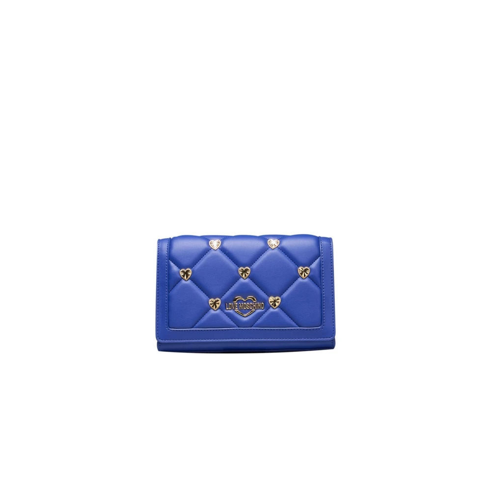 Love Moschino Crossbody Chain Tas met Logo Voorkant Blue Dames