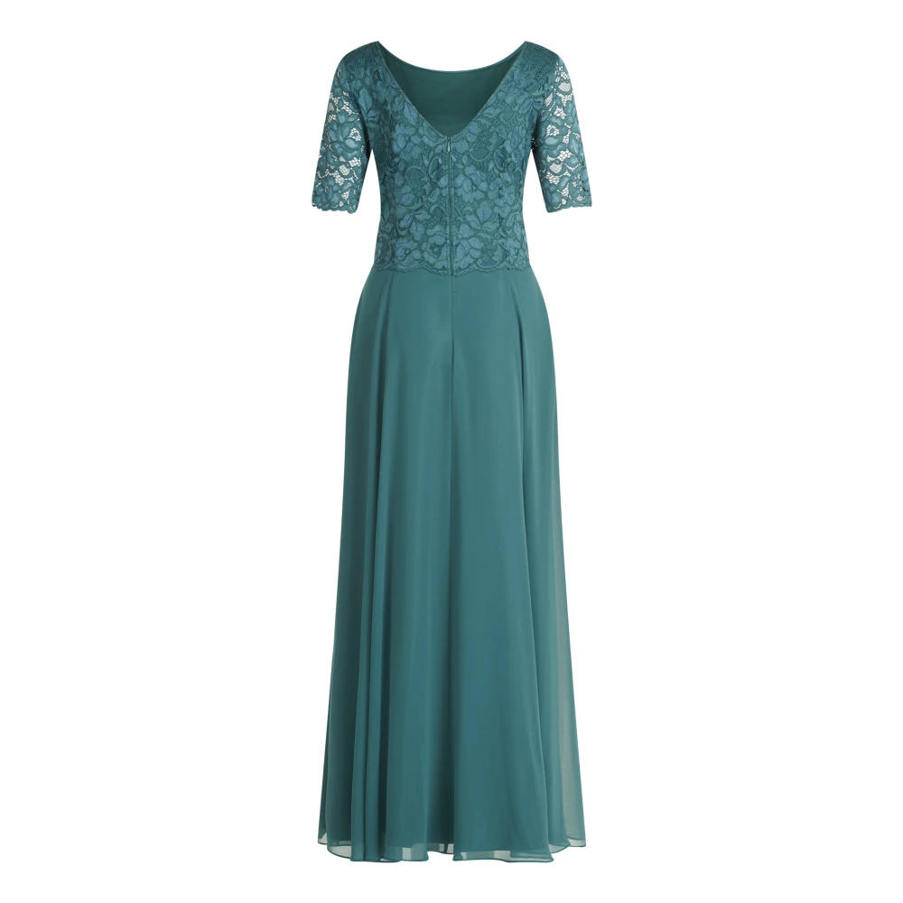 Vera Mont Kanten en chiffon cocktailjurk Green Dames