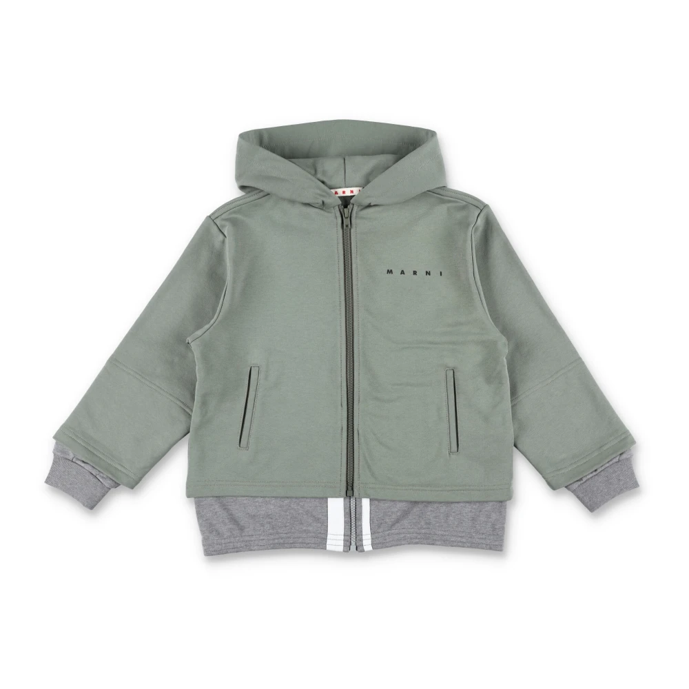 Marni Grön Stickat Hoodie Flicka Aw24 Green, Flicka