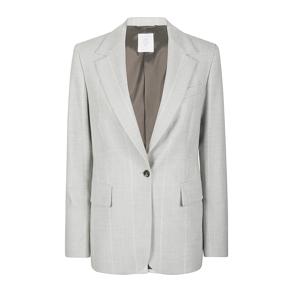 Eleventy Single-Breasted wollen jas Gray Dames