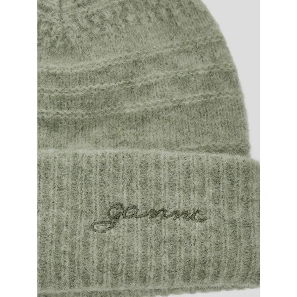 Ganni Alpaca Dameshoed Stijlvolle Wintermode Green Dames