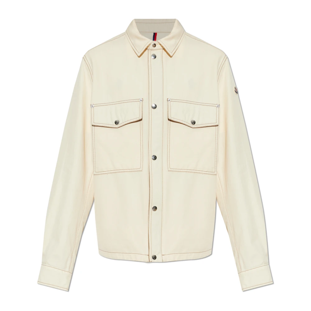 Moncler , Denim Jackets, Male, Beige, M, Watagua Denim Jacket
