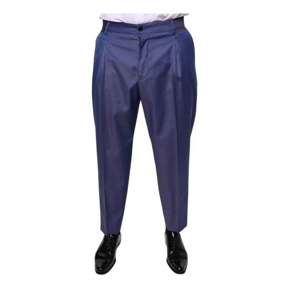 Dolce & Gabbana Blue Wool Blend Dress Trousers - Male - Suit Trousers - Blue - M - Trousers