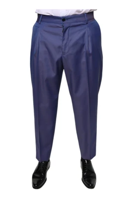 Blå Ullblandade Dressbyxor