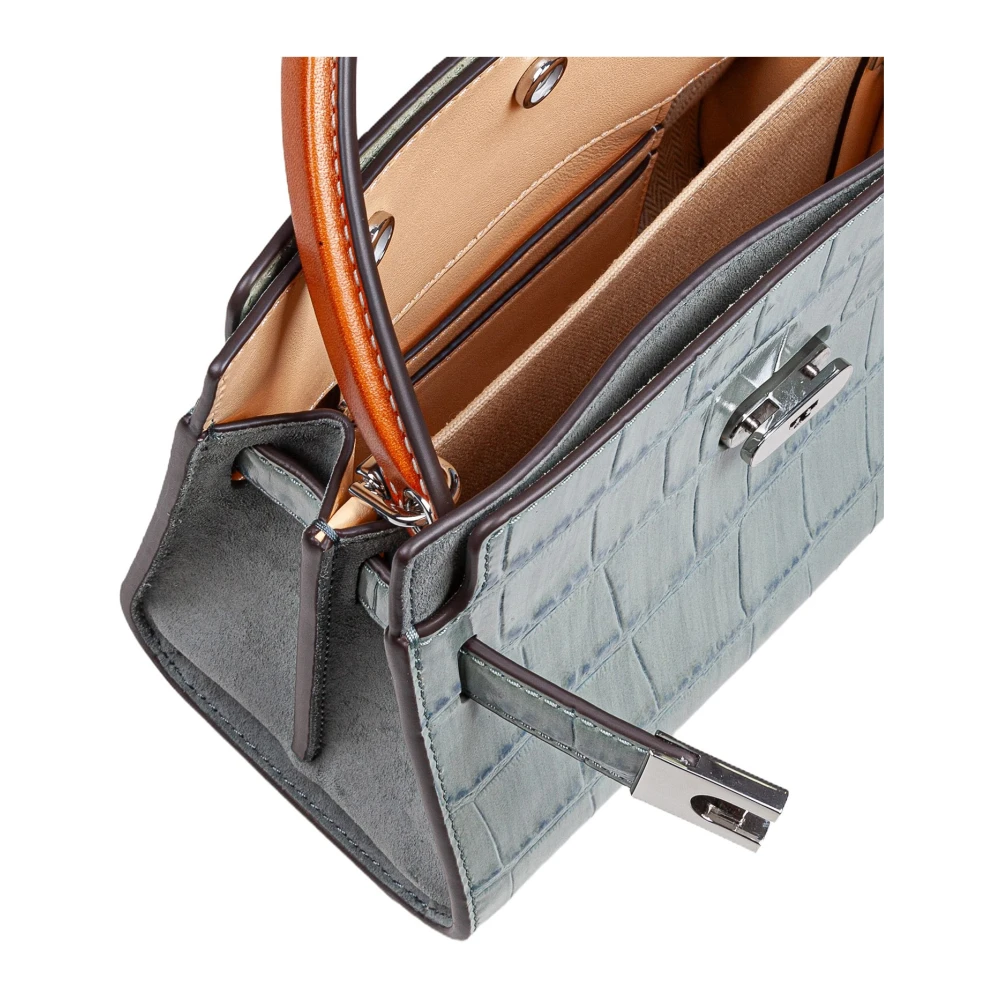 TORY BURCH Krokodillenprint Mini Leren Handtas Blue Dames
