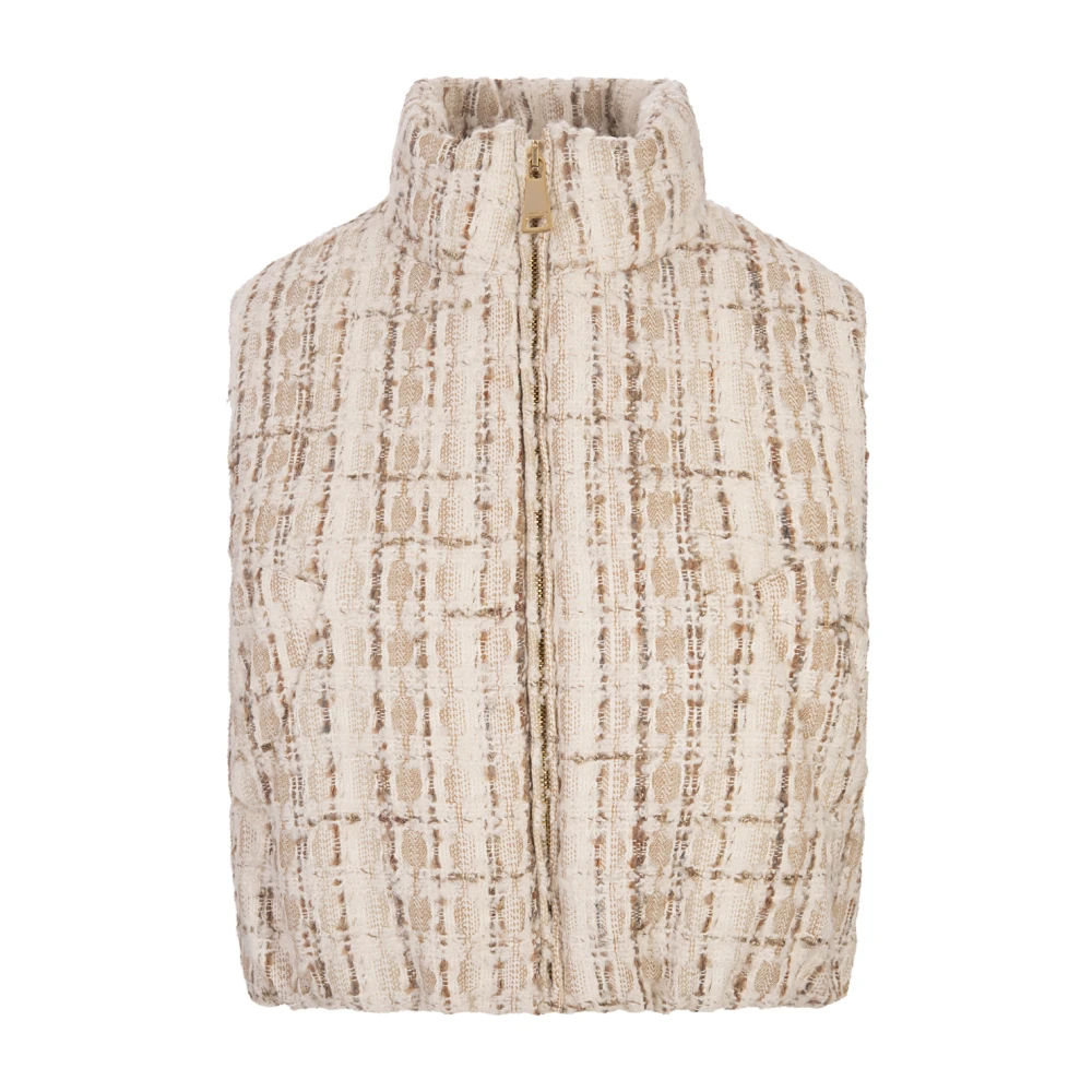 Khrisjoy Witte Tweed Cropped Vest Beige Dames