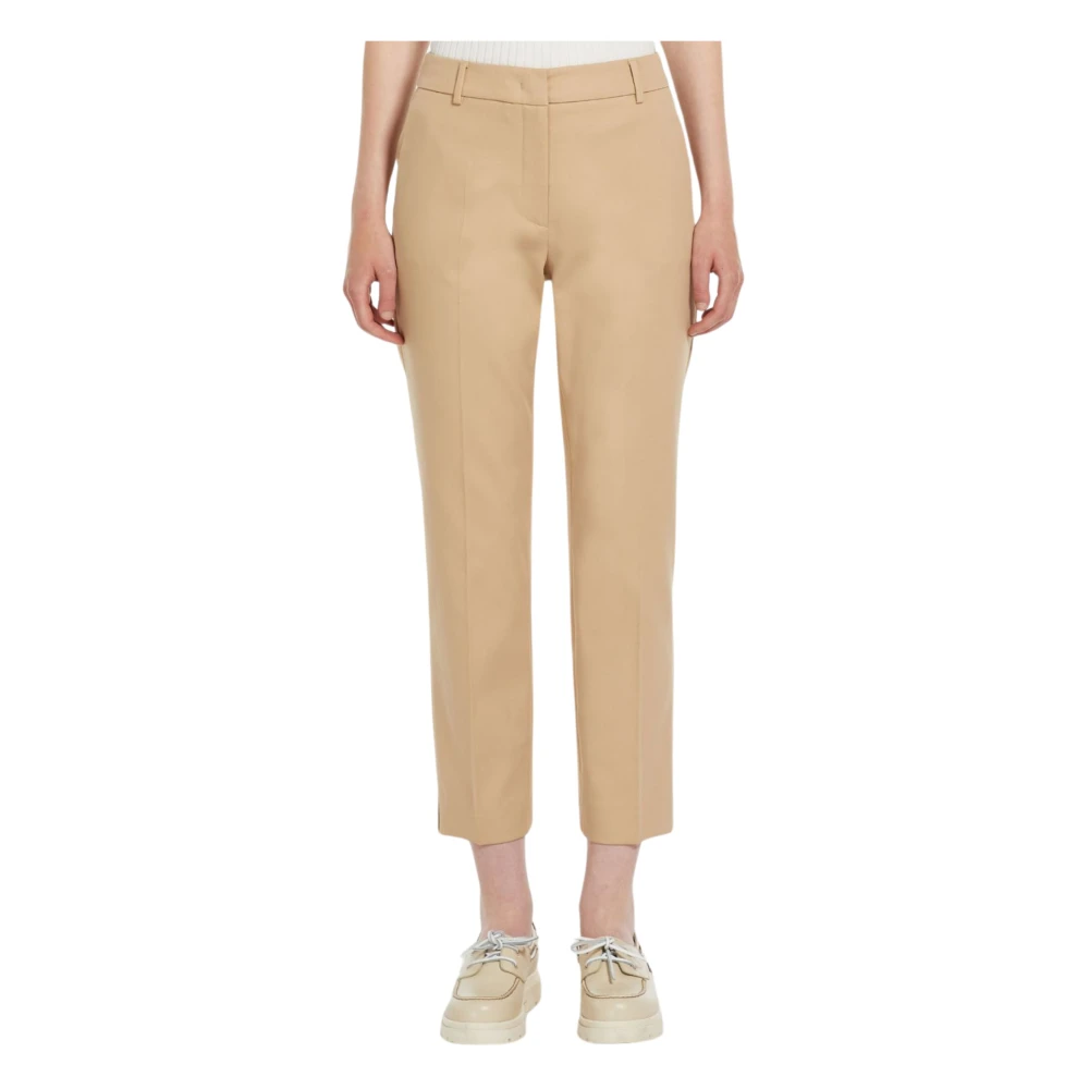 Max Mara Weekend Beige Katoen Stretch Sigaret Broek Beige Dames