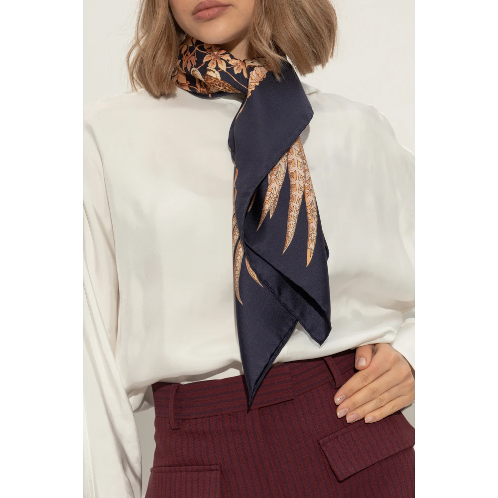Salvatore Ferragamo Zijden sjaal met print Blue Dames
