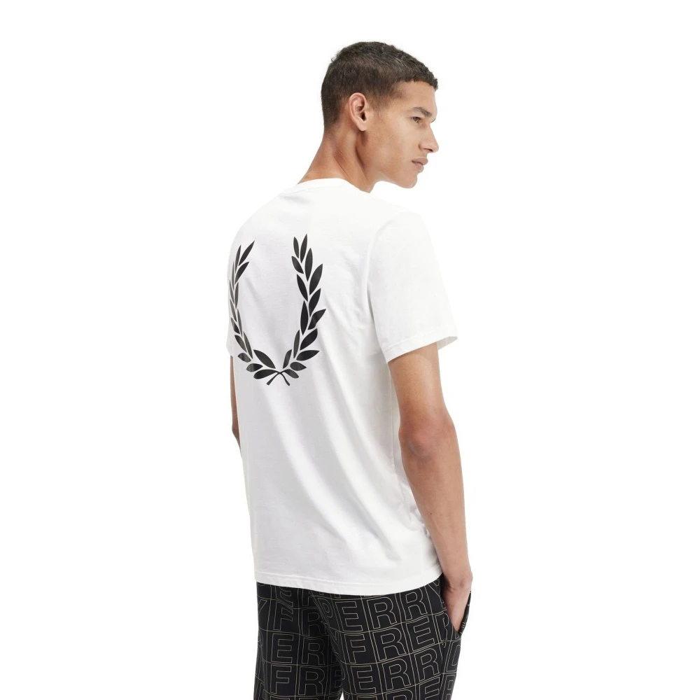 Fred Perry Witte grafische T-shirt met Laurel-ontwerp White Heren