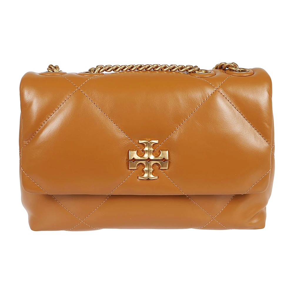TORY BURCH Diamantgestikte leren crossbodytas Brown Dames