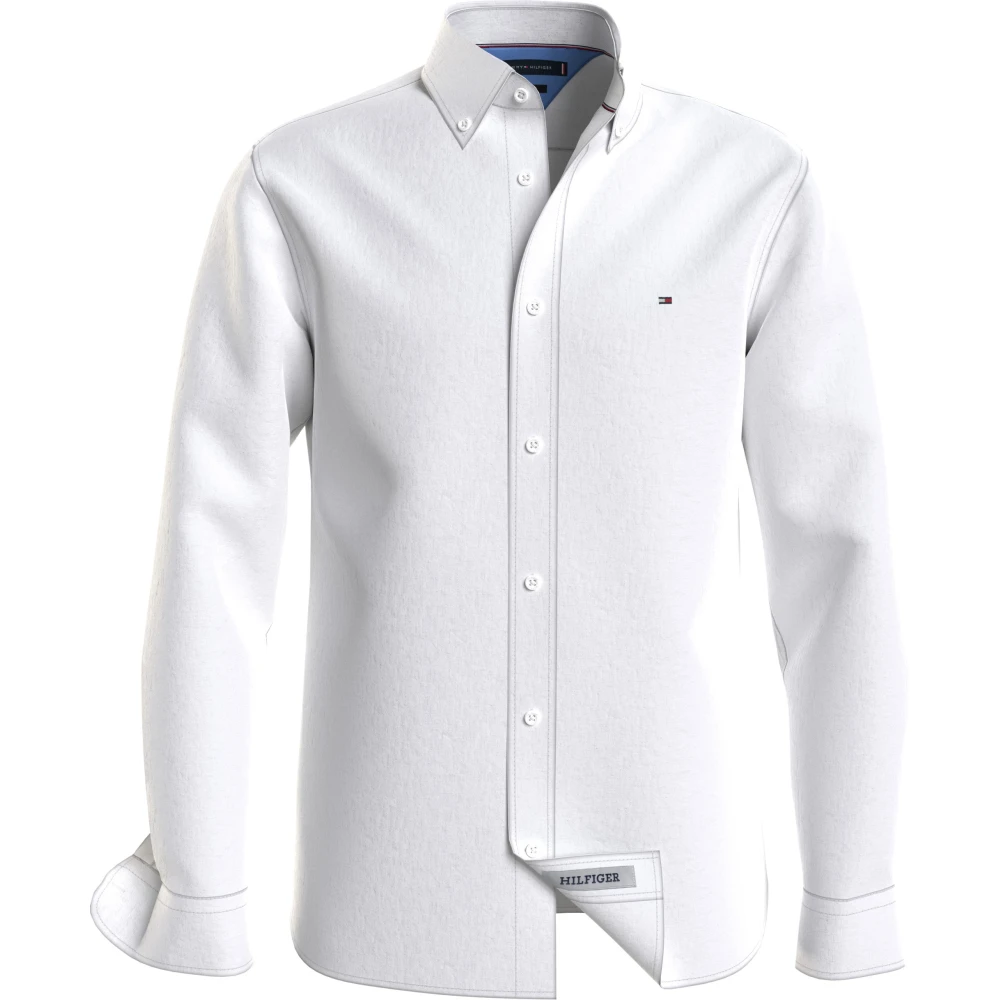 Tommy Hilfiger Witte Linnen Button Down Overhemd White Heren