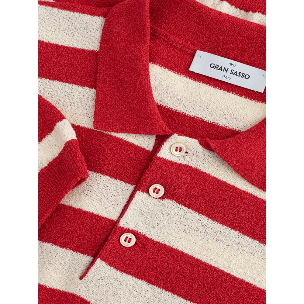 Gran Sasso Gestreept Handdoek Effect Polo Shirt Red Heren