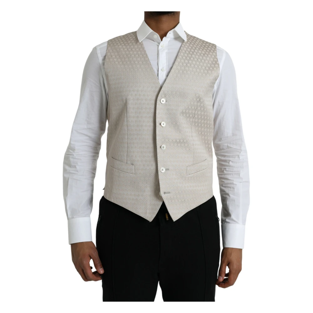 Dolce & Gabbana Homme Beige Costumes, Taille: M Gilet Croisé