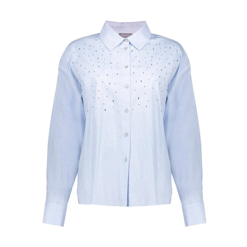 Geisha Blouse met strass lange mouw Blue Dames
