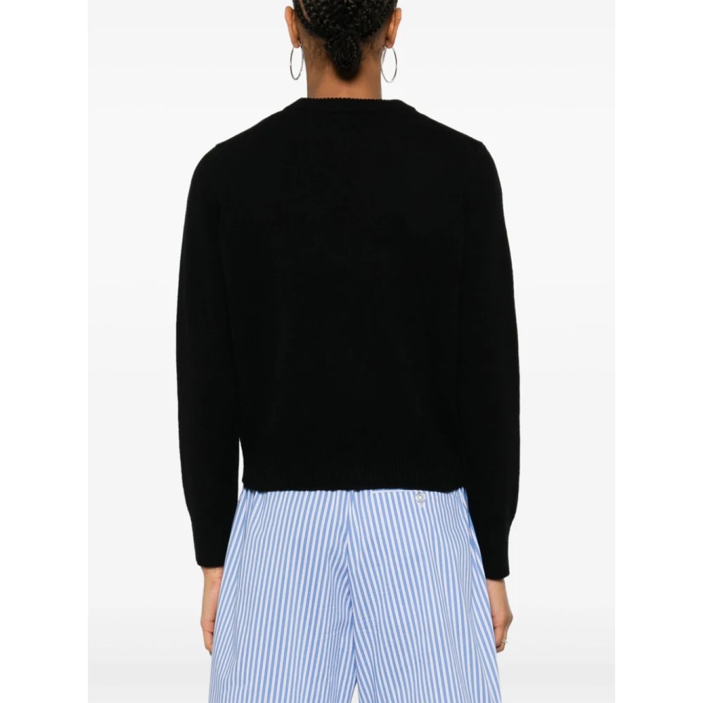 Maison Kitsuné Zwarte Fox Head Logo Trui Black Dames