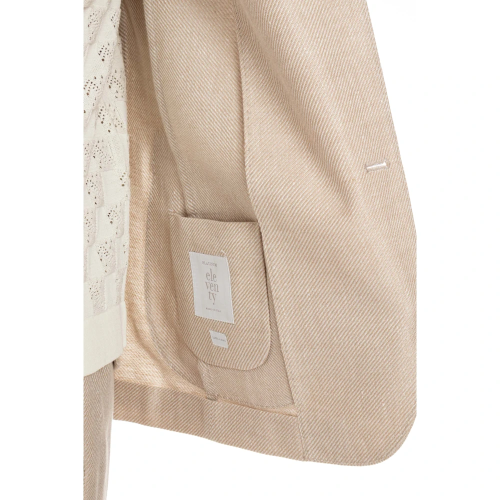 Eleventy Gestructureerde Jas en Broek Set Beige Heren