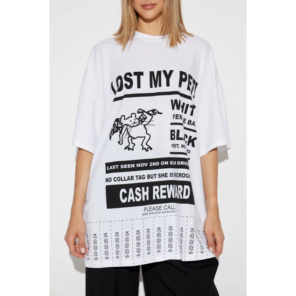 MM6 Maison Margiela Oversized T-shirt met print White Dames