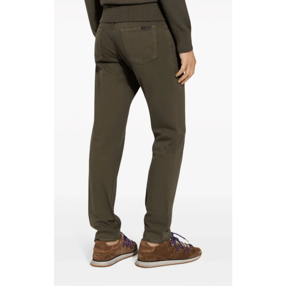 Dolce & Gabbana Khaki Slim-Fit Katoenen Jeans Green Heren