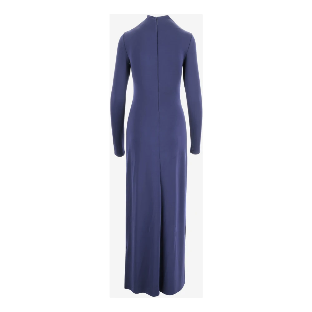 Giorgio Armani Navy Bloemen Geborduurde Maxi Jurk Blue Dames