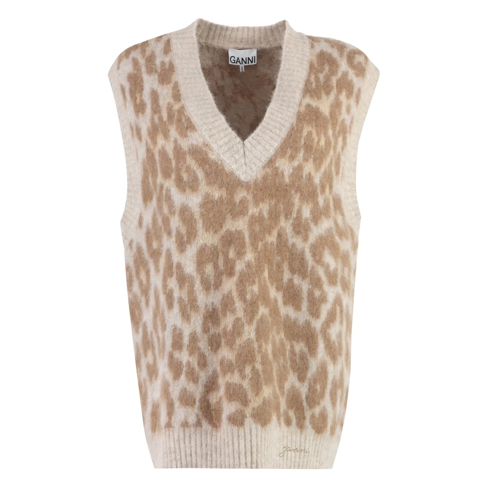 Ganni Wollen Vest met Contrasterende Randen Multicolor Dames