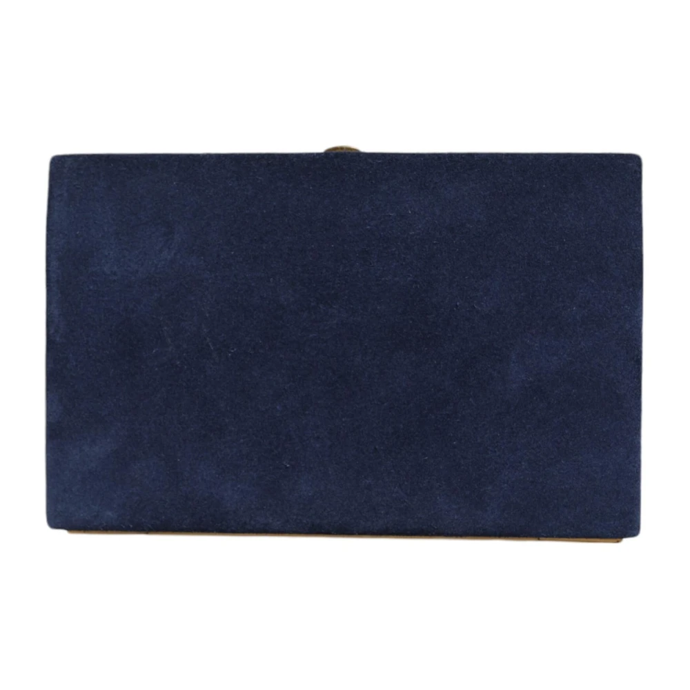 Dolce & Gabbana Blauwe Suède Clutch met Kaartsleuven Blue Dames