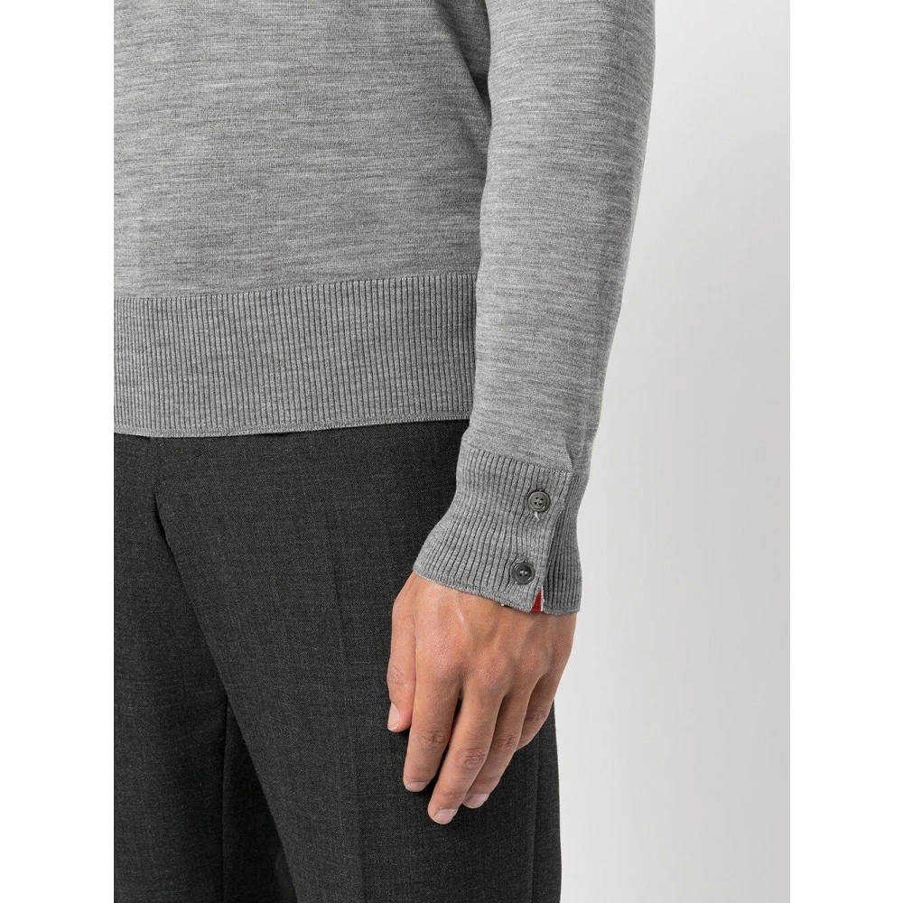 Thom Browne Grijze 4-Bar Crew Neck Jumper Gray Heren