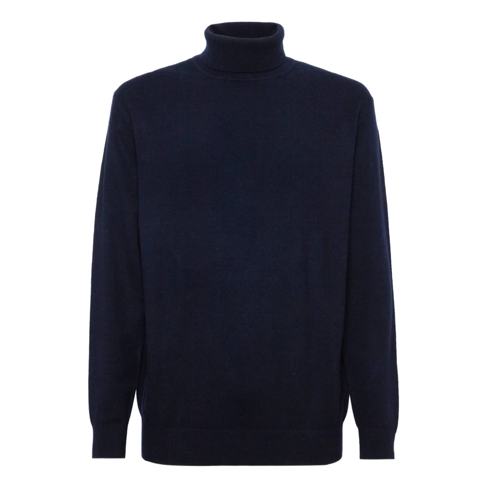 Boggi Milano Cashmere Blend Turtle Neck 12 Gg Blue Heren
