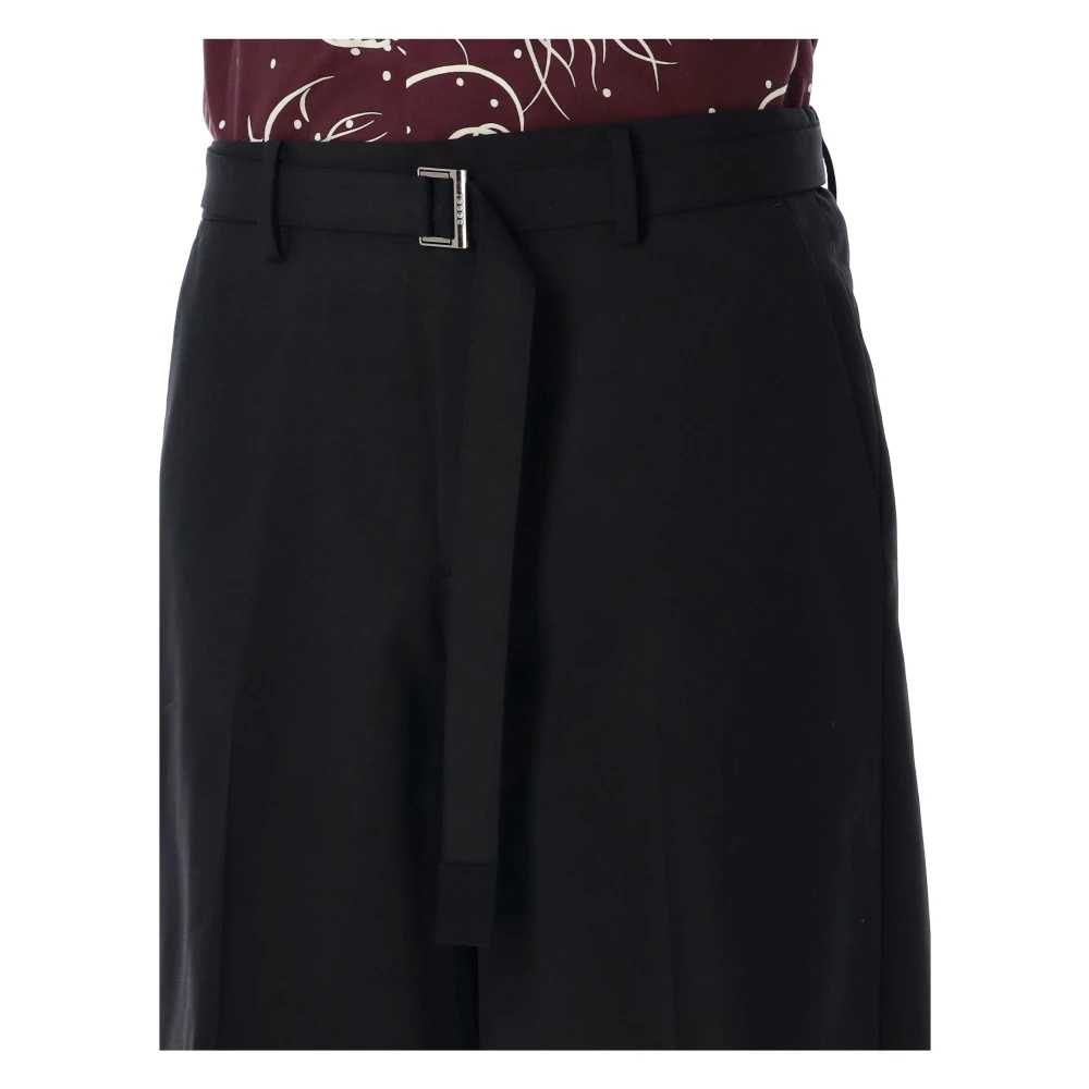 Sacai Zwarte Geplooide Shorts Verhoog Garderobe Stijl Black Heren