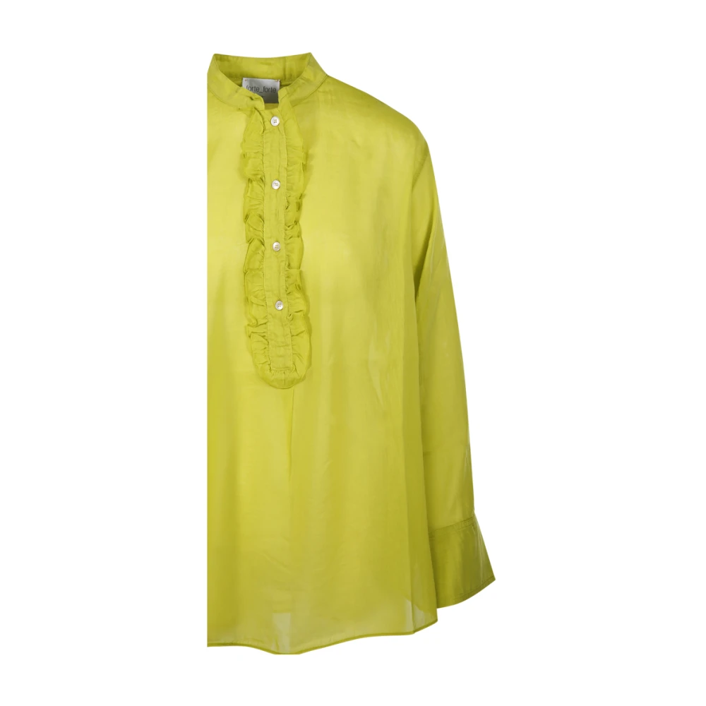 Forte Ruche Grootvader Shirt Green Dames