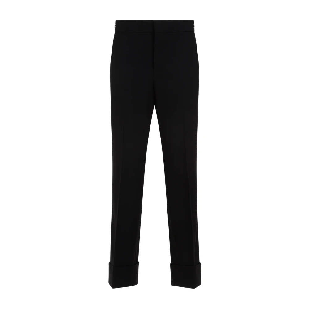 Gucci Zwarte Wol Slim Broek Horsebit Detail Black Dames