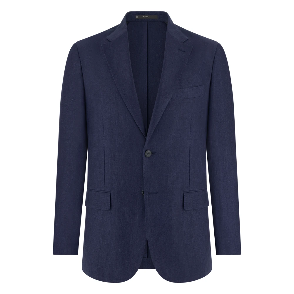 Boggi Milano Mannelijk Blauw Jassen Heren, S, Leer, Micro Textured Jacket