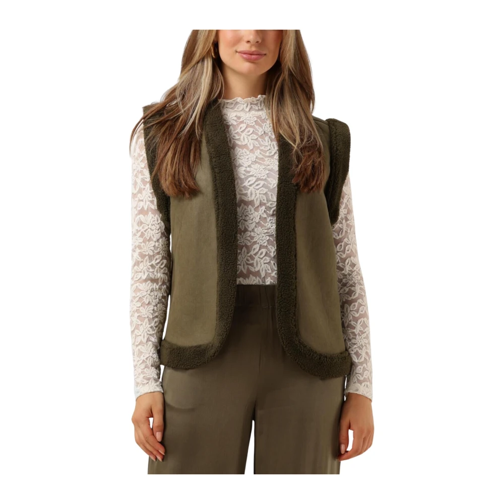 Nukus Elegante Olijf Gilet voor Vrouwen Green Dames
