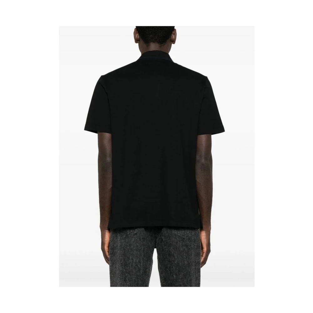 Brioni Zwarte Geborduurde Logo Korte Mouw Sweater Black Heren